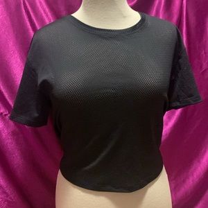 Alala size small mesh, black, crop tieback top poly Spande gold hardware NWT